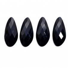 Black onyx 32x15mm fancy rose cut flat back gemstone 